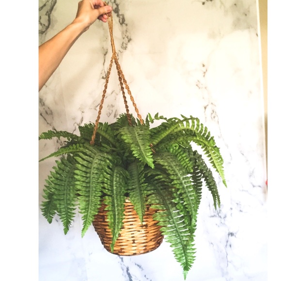 Other - Hanging Greenery Basket Wicker Large Fern Decor